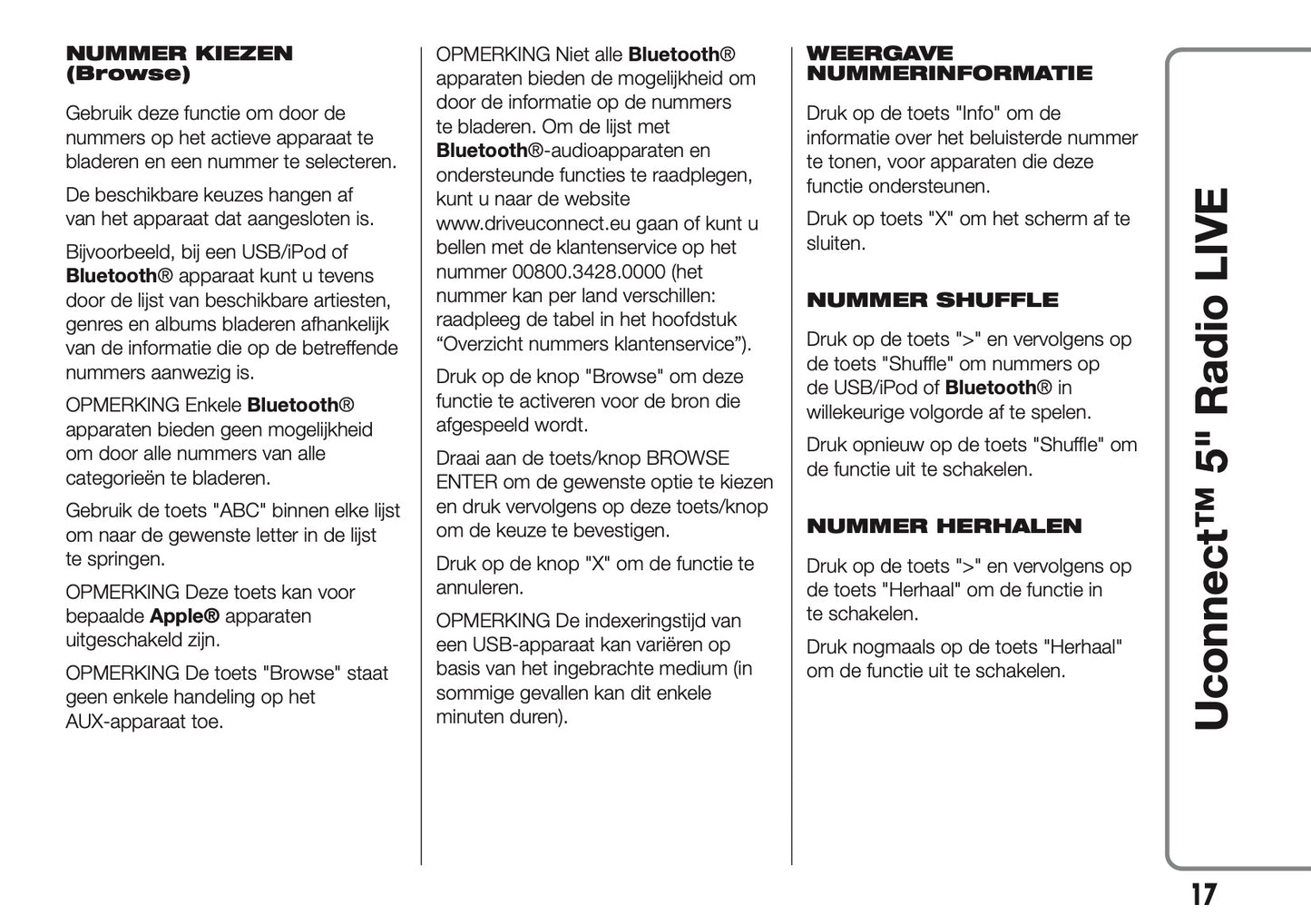 2017-2018 Abarth 500/595/695 Uconnect 5.0 Radio Infotainment Manual | Dutch