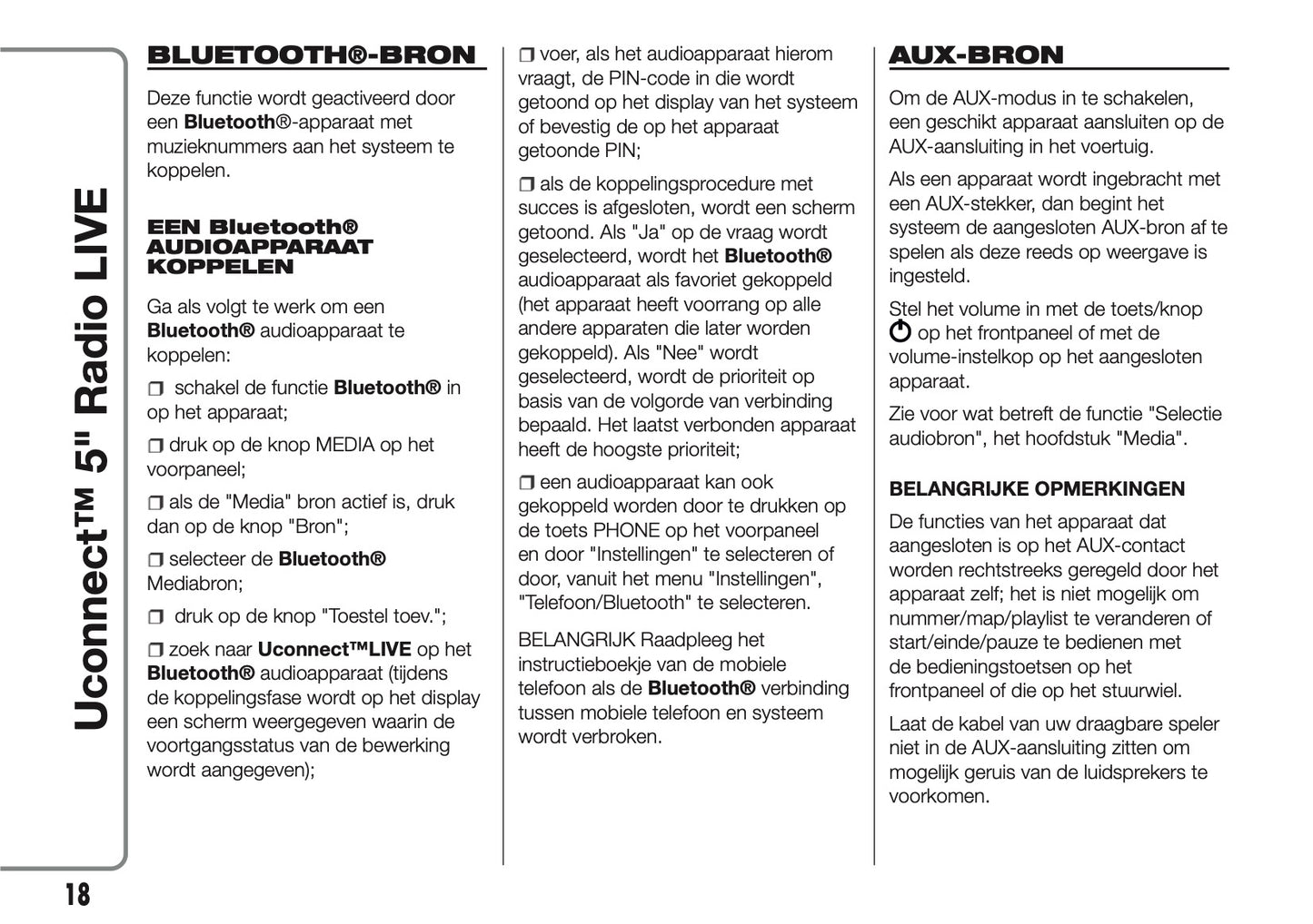 2017-2018 Abarth 500/595/695 Uconnect 5.0 Radio Infotainment Manual | Dutch