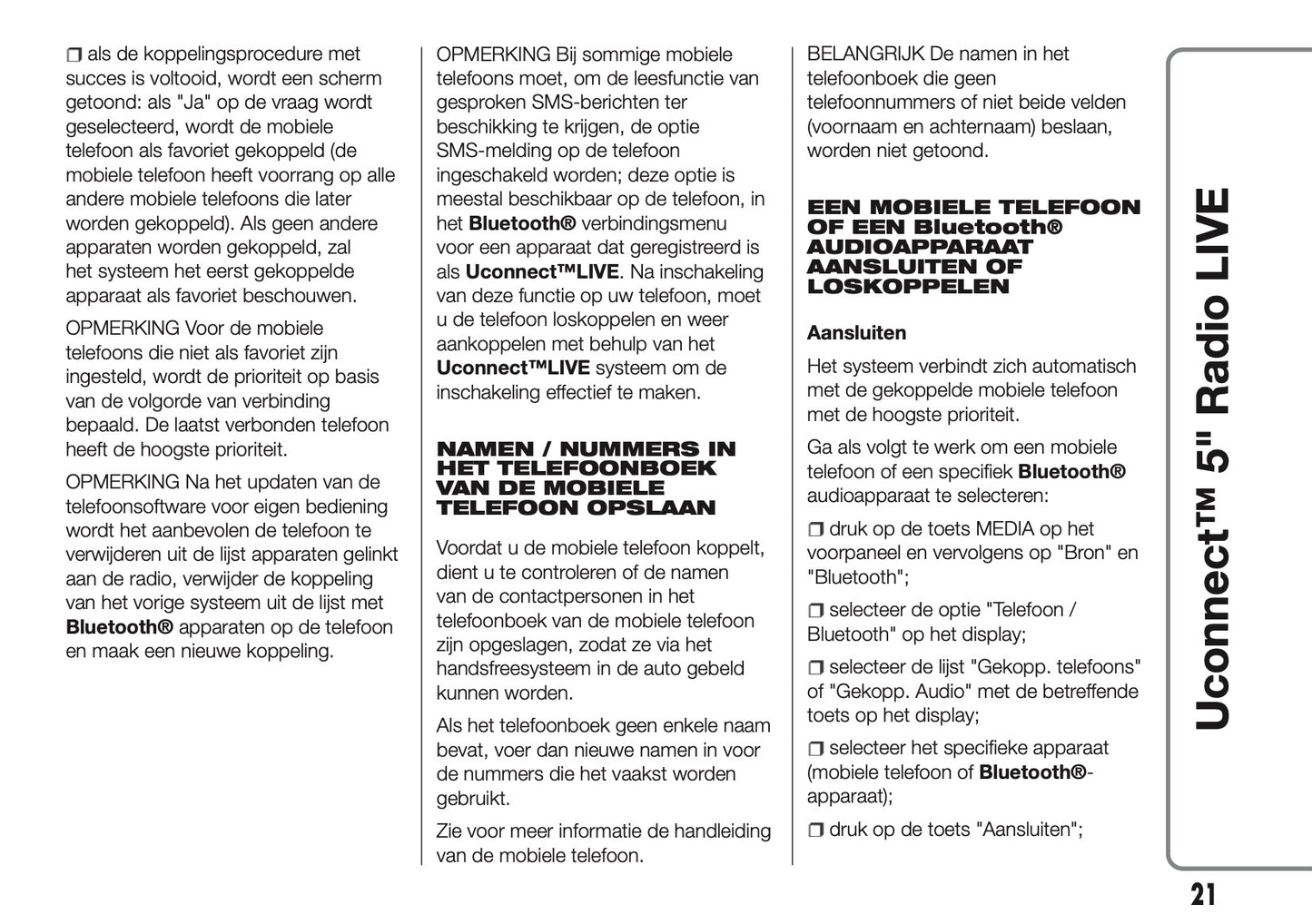2017-2018 Abarth 500/595/695 Uconnect 5.0 Radio Infotainment Manual | Dutch