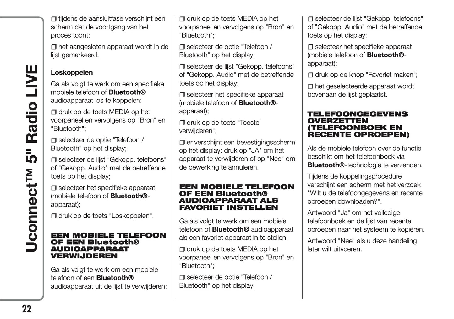 2017-2018 Abarth 500/595/695 Uconnect 5.0 Radio Infotainment Manual | Dutch