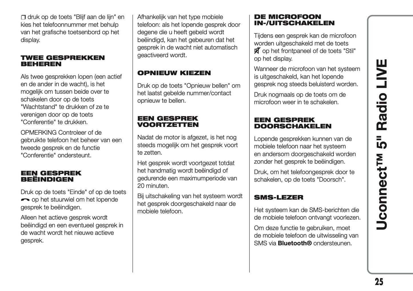 2017-2018 Abarth 500/595/695 Uconnect 5.0 Radio Infotainment Manual | Dutch