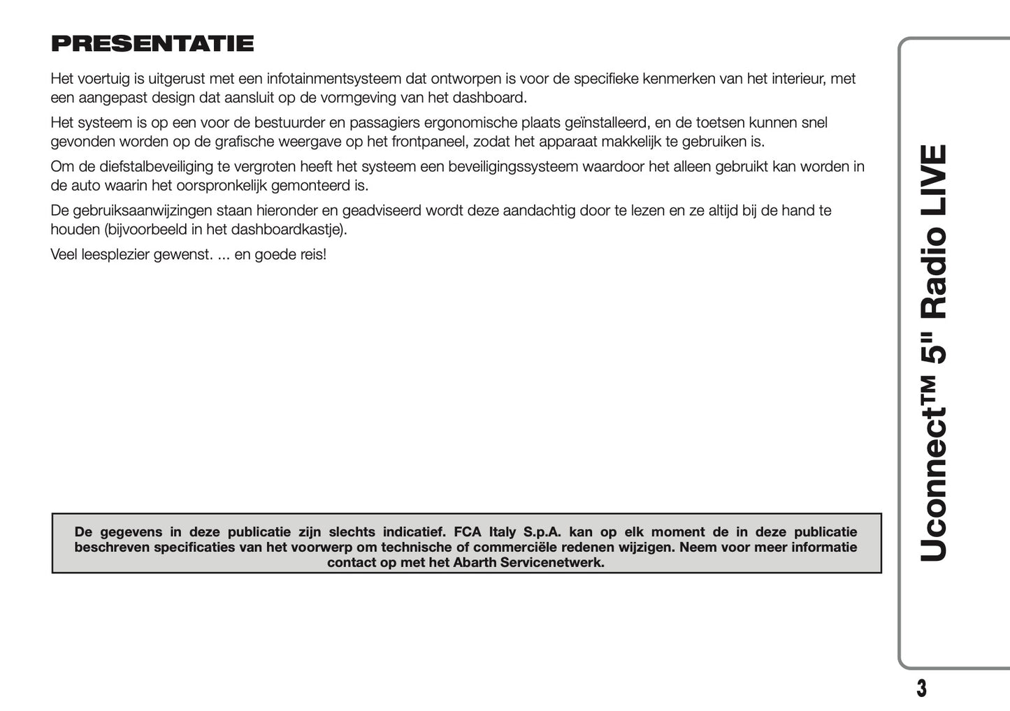 2017-2018 Abarth 500/595/695 Uconnect 5.0 Radio Infotainment Manual | Dutch
