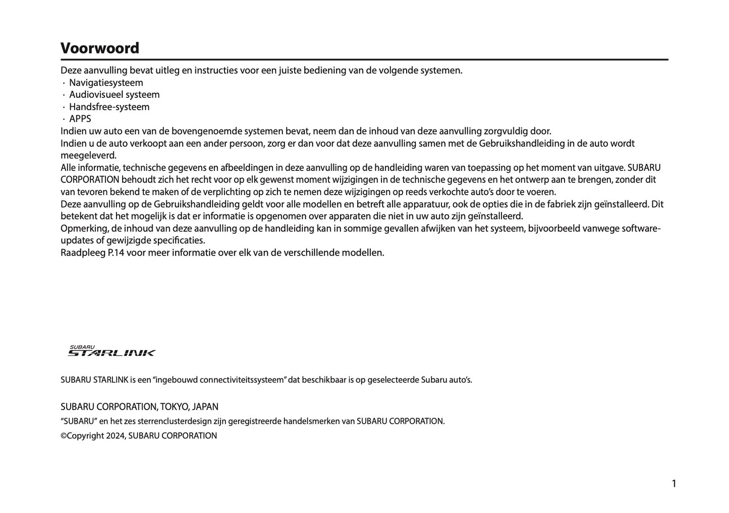 2025 Subaru Forester Infotainment Handleiding | Nederlands