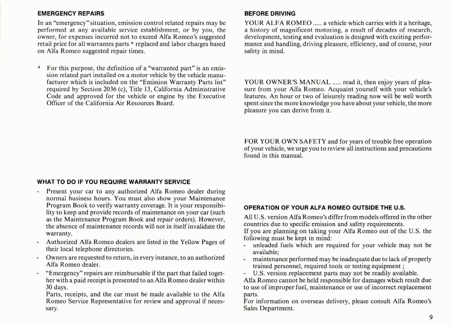1985 Alfa Romeo GTV 6 Owner's Manual | English