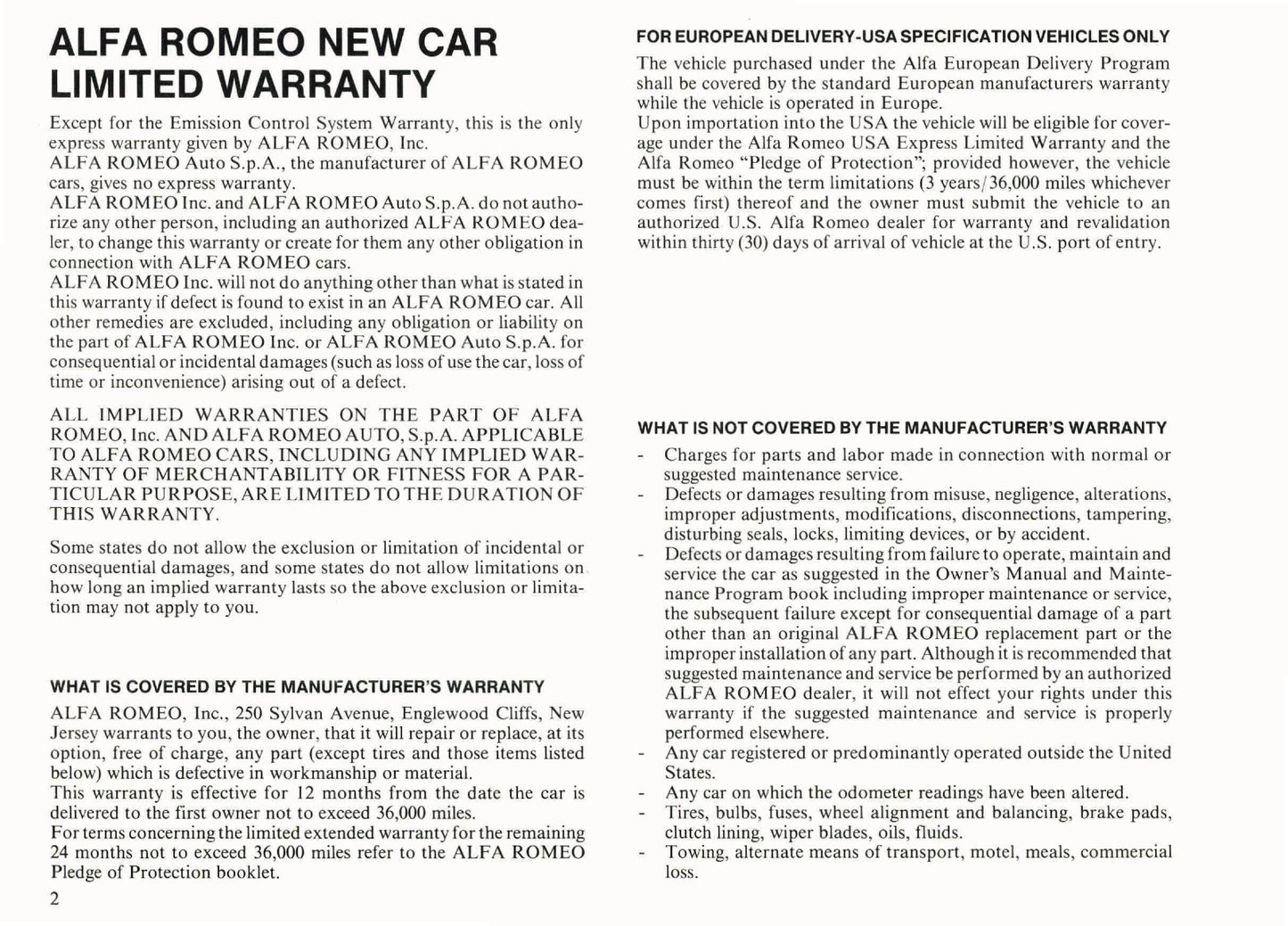 1985 Alfa Romeo GTV 6 Owner's Manual | English