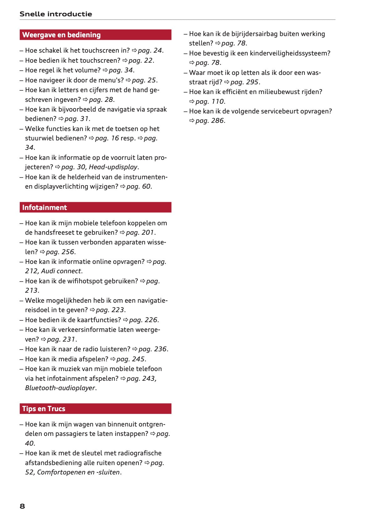 2021 Audi A3 Owner's Manual | Dutch