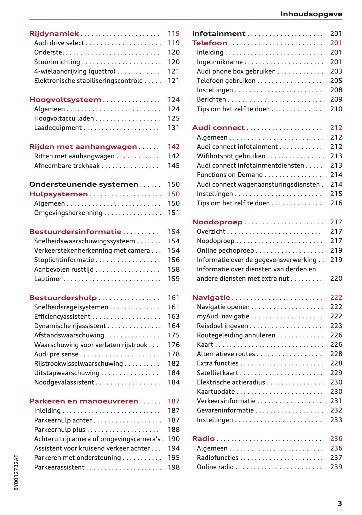 2021 Audi A3 Owner's Manual | Dutch