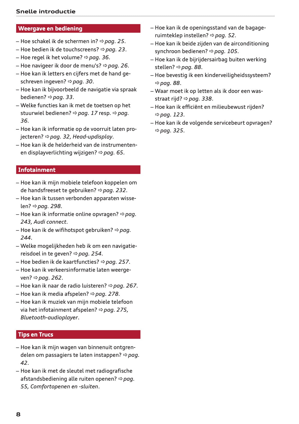 2020-2021 Audi Q7 Owner's Manual | Dutch
