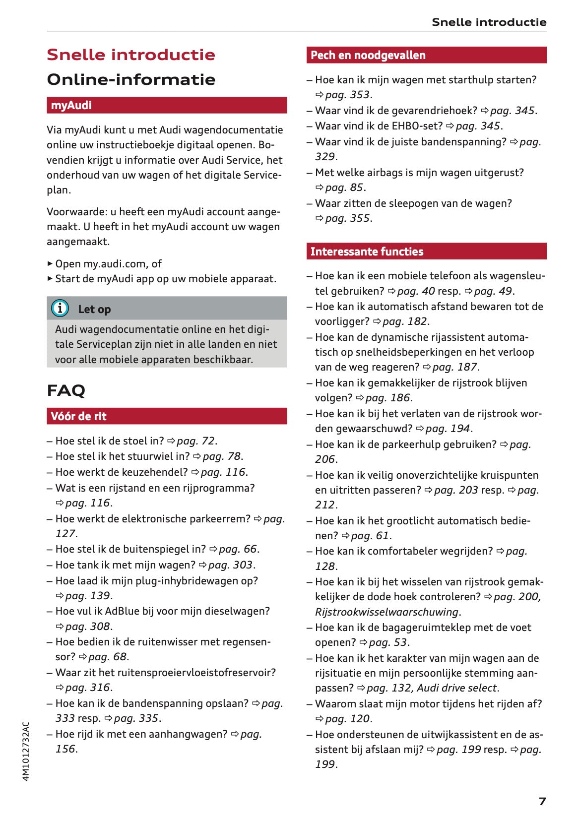 2020-2021 Audi Q7 Owner's Manual | Dutch