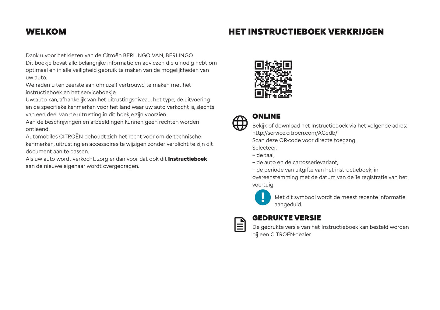 2025 Citroën Berlingo/Berlingo Van Gebruikershandleiding | Nederlands