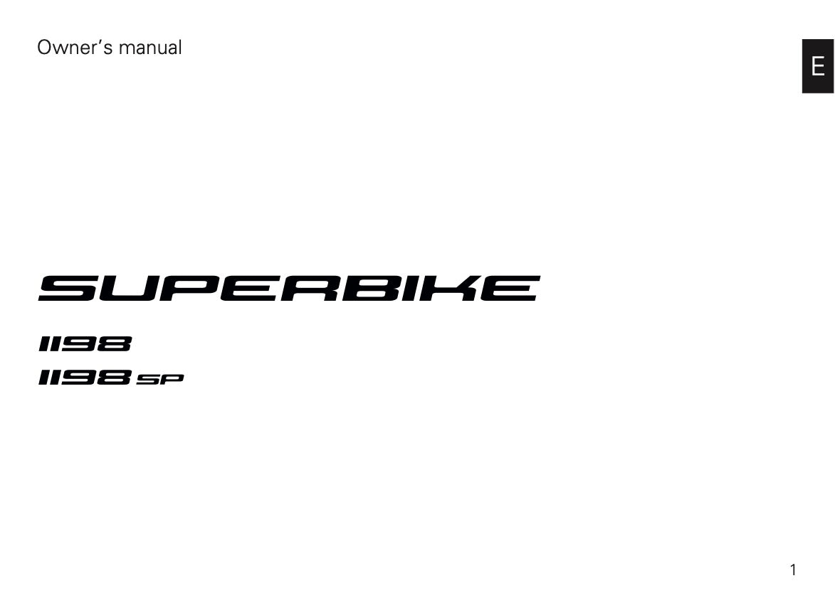 2009-2011 Ducati 1198/1198 SP Owner's Manual | English