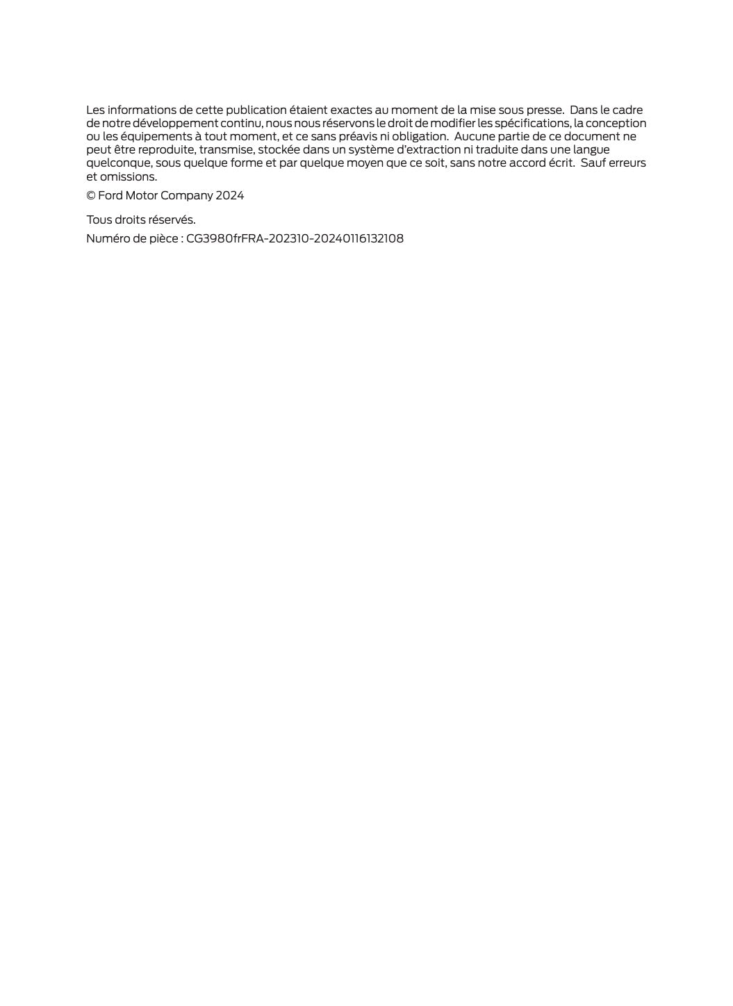 2024 Ford Puma Owner's Manual | French