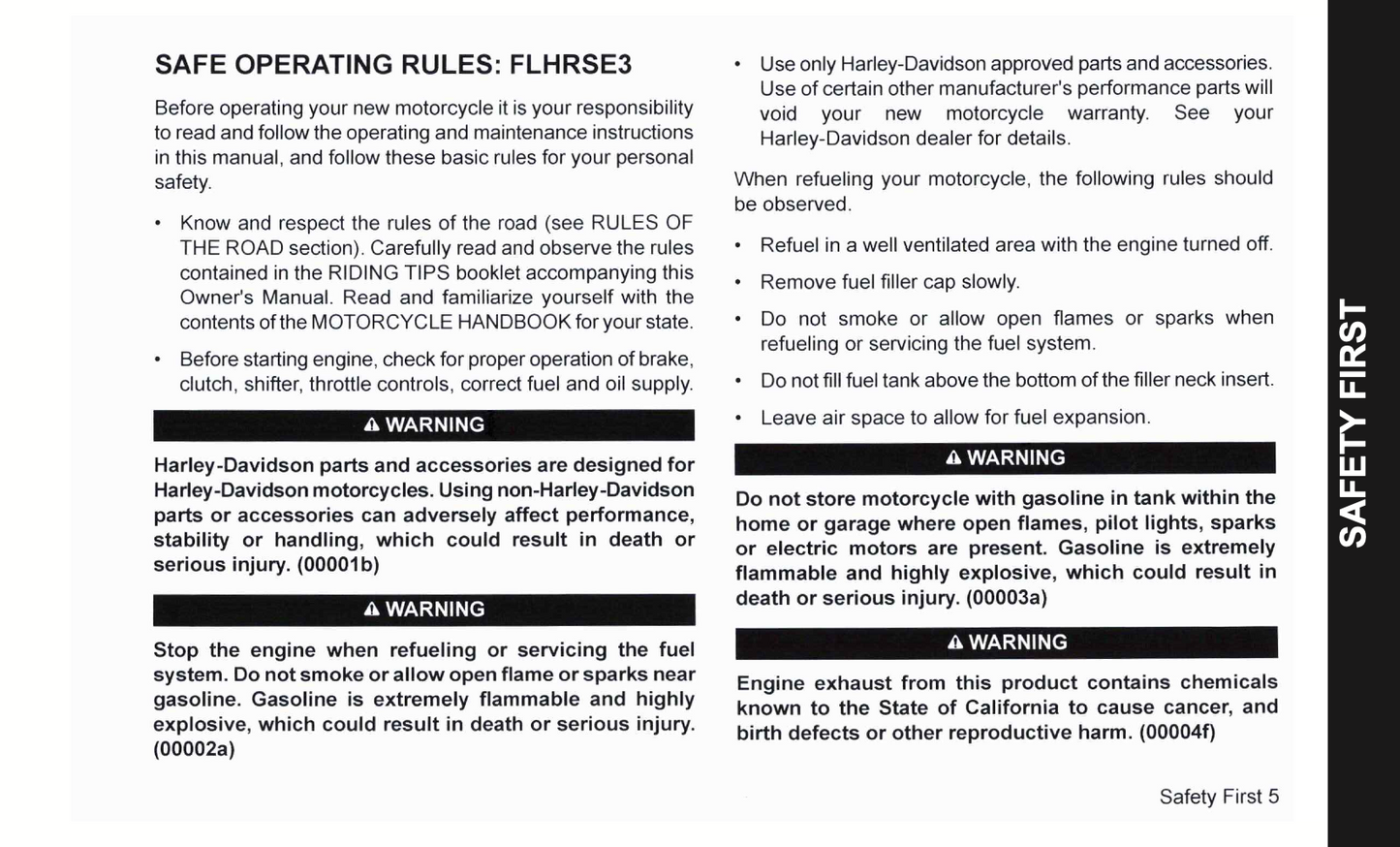 2007 Harley-Davidson FLHRSE3 Owner's Manual | English