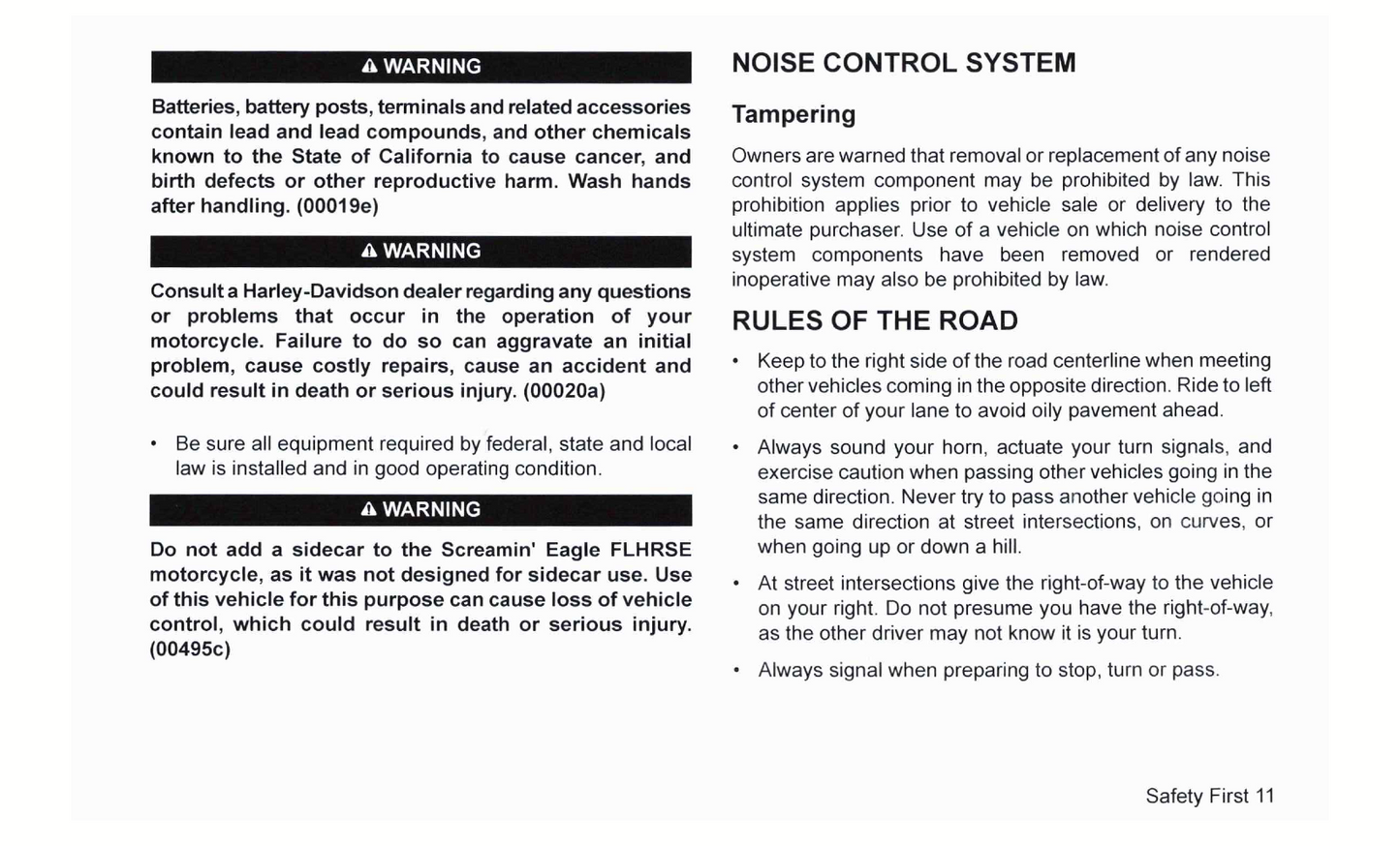 2007 Harley-Davidson FLHRSE3 Owner's Manual | English