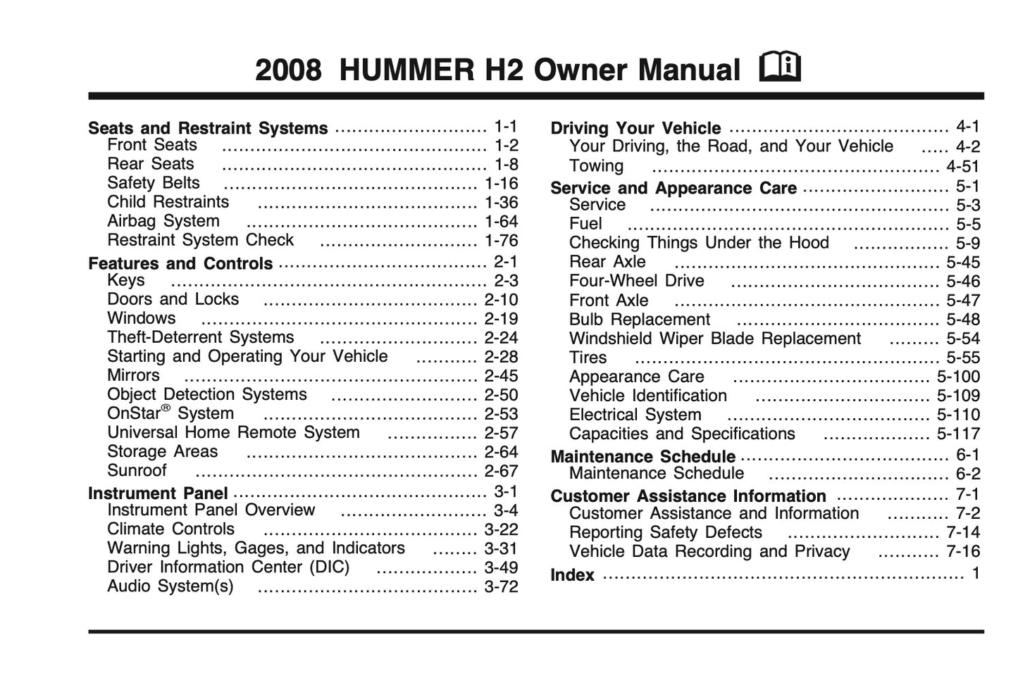 2008 Hummer H2 Owner's Manual | English