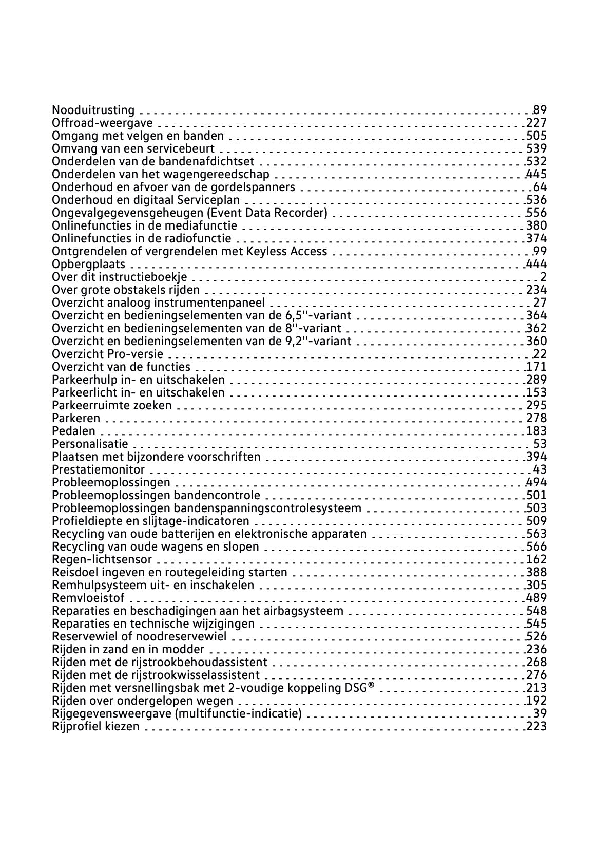 2021-2021 Volkswagen Tiguan Owner's Manual | Dutch