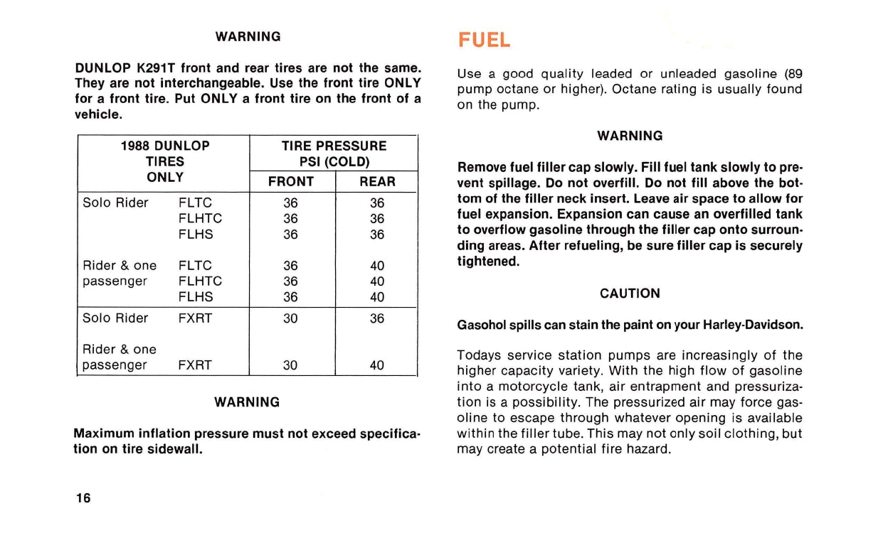 1988 Harley-Davidson Owner's Manual | English