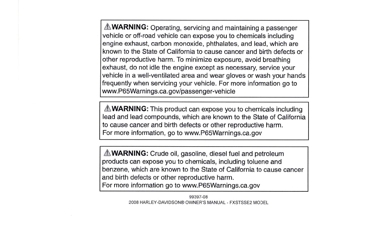 2008 Harley-Davidson FXSTSSE2 Owner's Manual | English