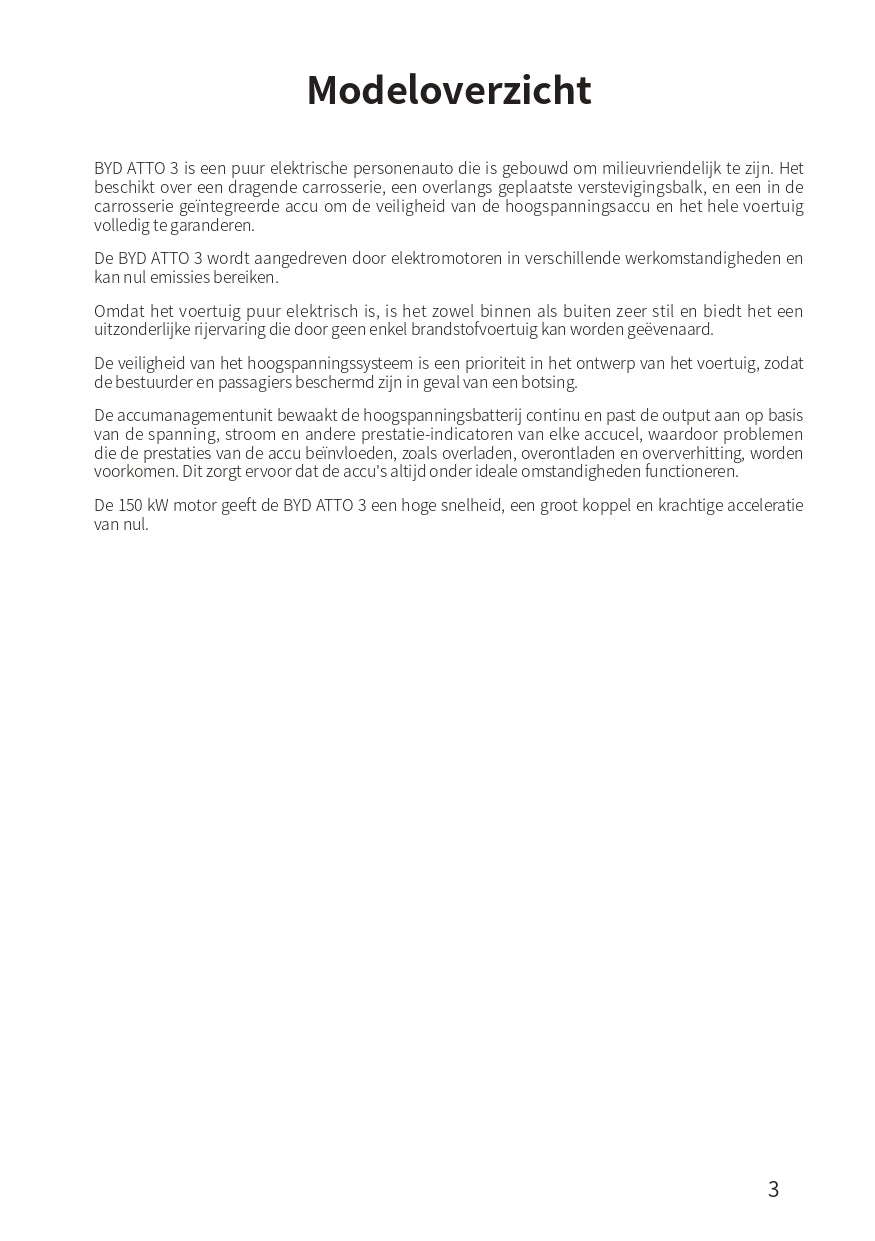 2023-2024 BYD Atto 3 Manuel du propriétaire | Néerlandais