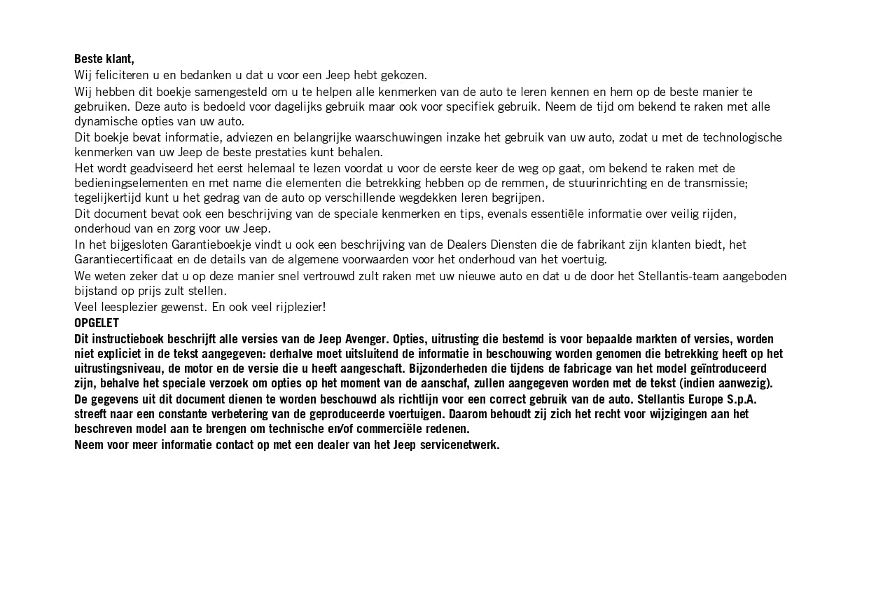 2024 Jeep Avenger Gebruikershandleiding | Nederlands