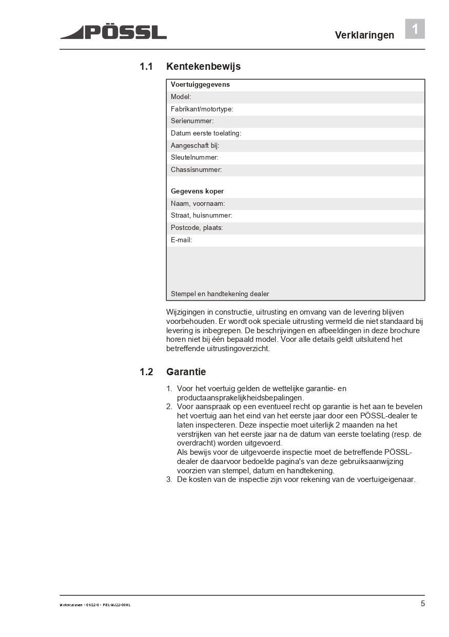 2019-2022 Pössl 2WIN Plus Gebruikershandleiding | Nederlands