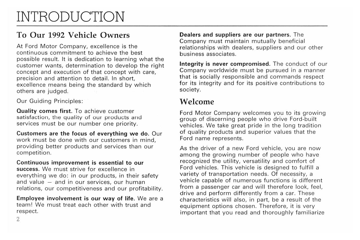 1992 Ford L-Series Owner's Manual | English
