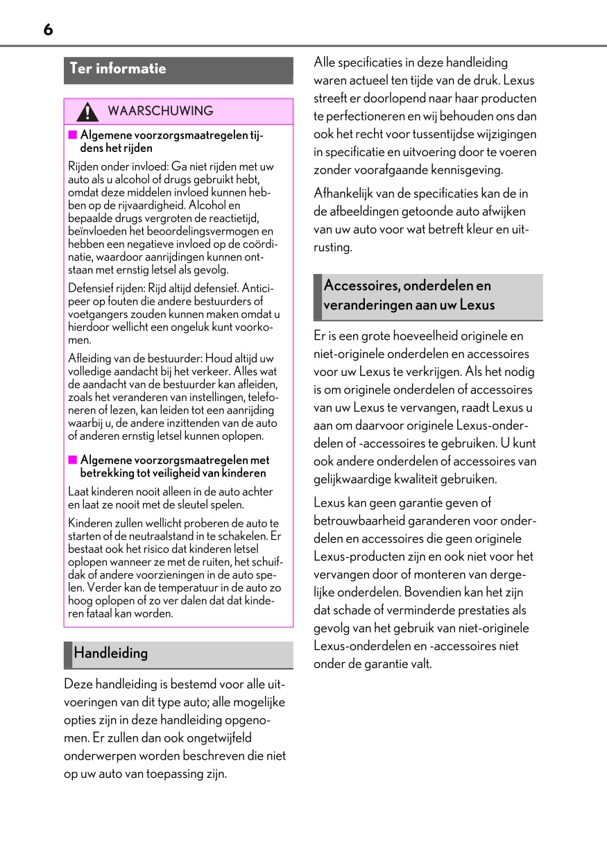 2020-2023 Lexus UX 300e Owner's Manual | Dutch