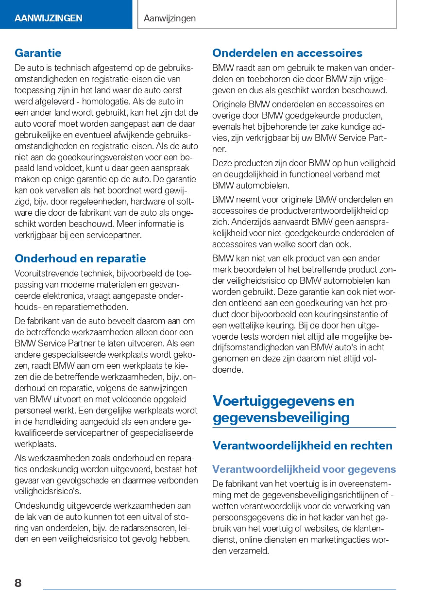 2020-2021 BMW X3 Owner's Manual | Dutch
