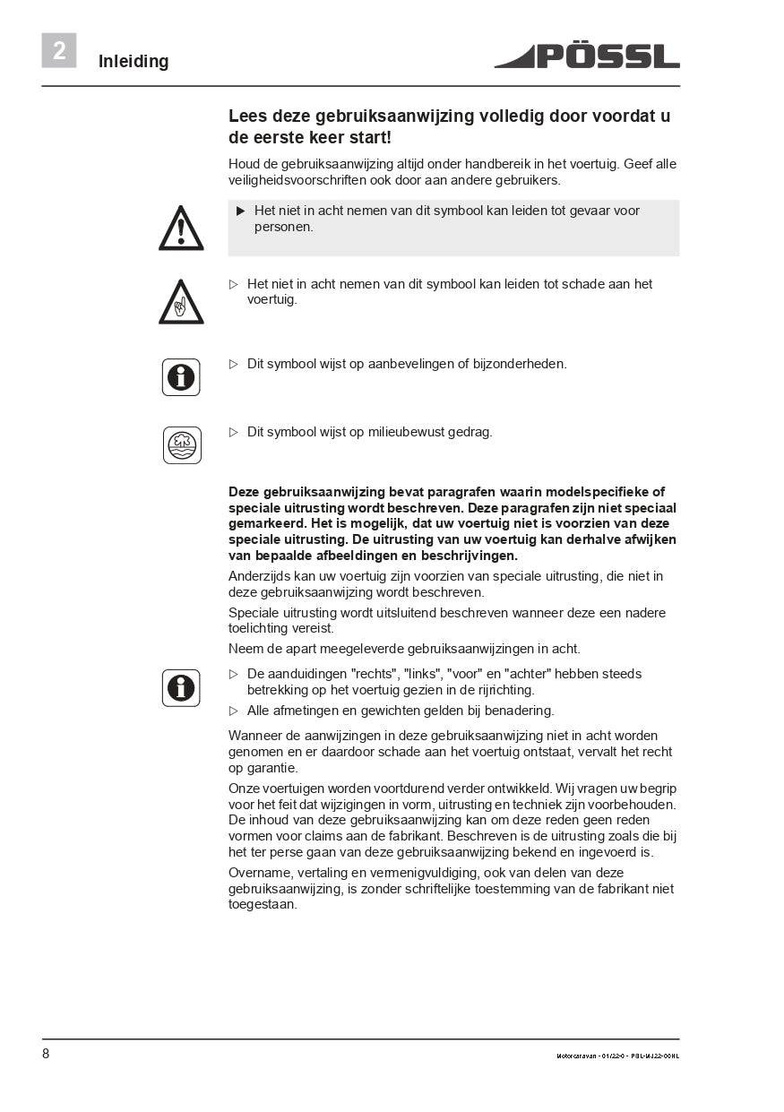 2019-2022 Pössl 2WIN Plus Gebruikershandleiding | Nederlands