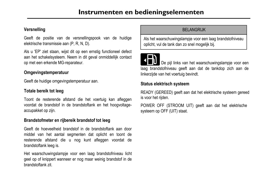 2020-2023 MG Ehs PHEV Bedienungsanleitung | Niederländisch