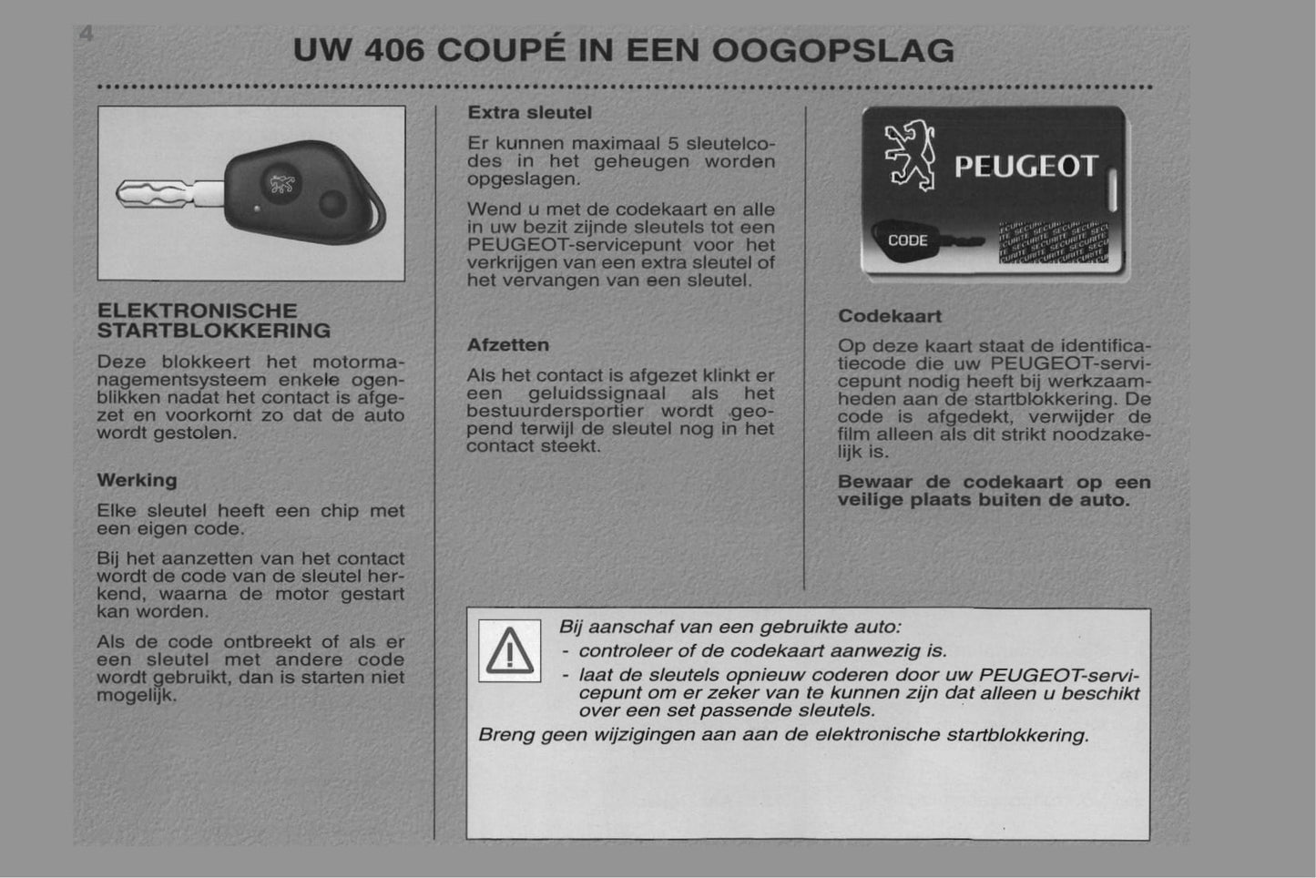 1998-2000 Peugeot 406 Coupé Manuel du propriétaire | Néerlandais