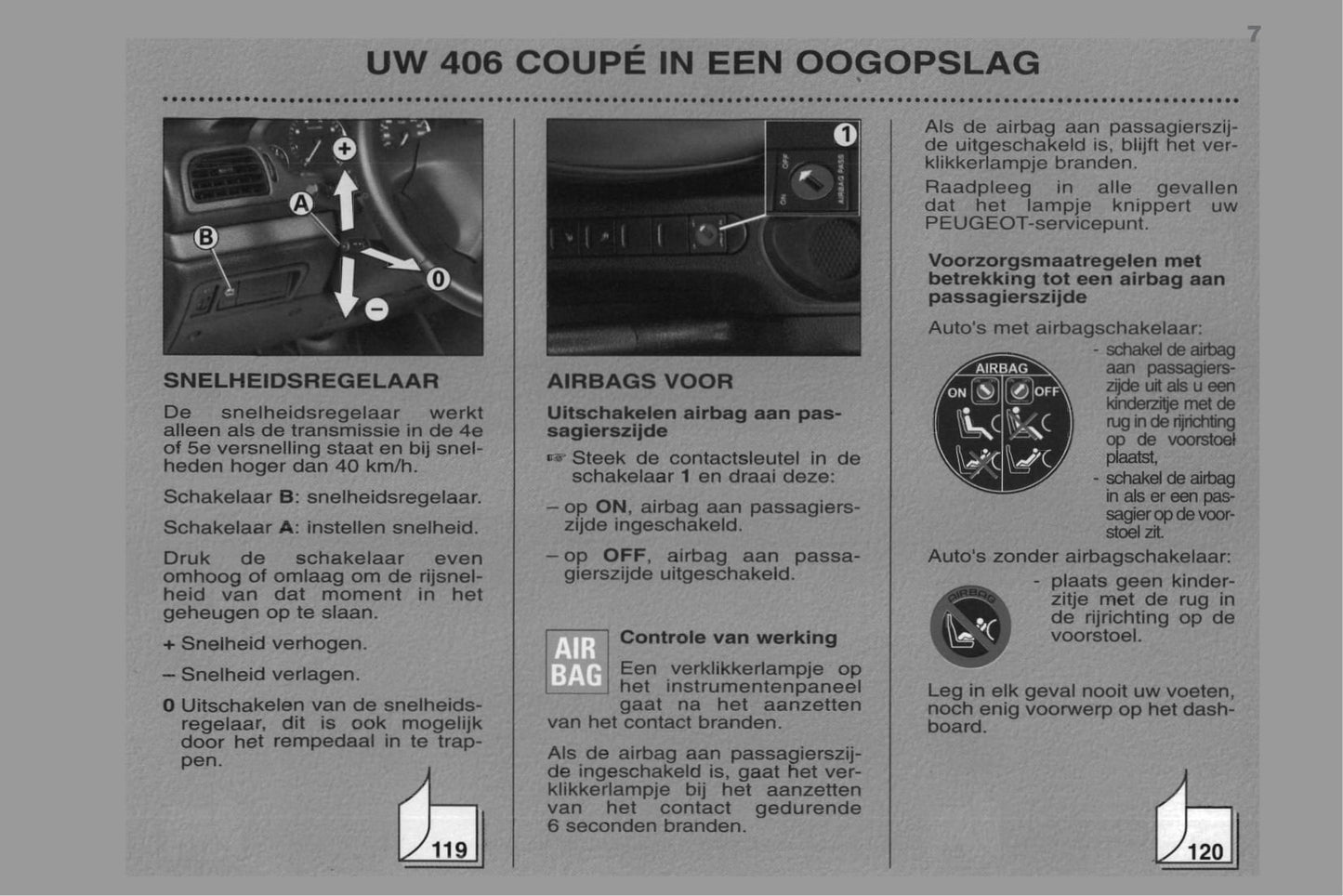 1998-2000 Peugeot 406 Coupé Manuel du propriétaire | Néerlandais