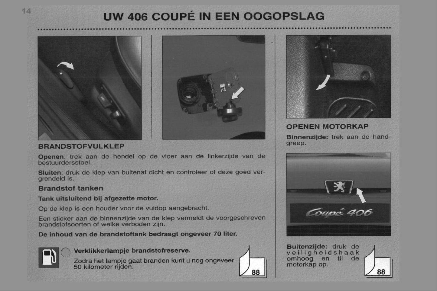 1998-2000 Peugeot 406 Coupé Manuel du propriétaire | Néerlandais