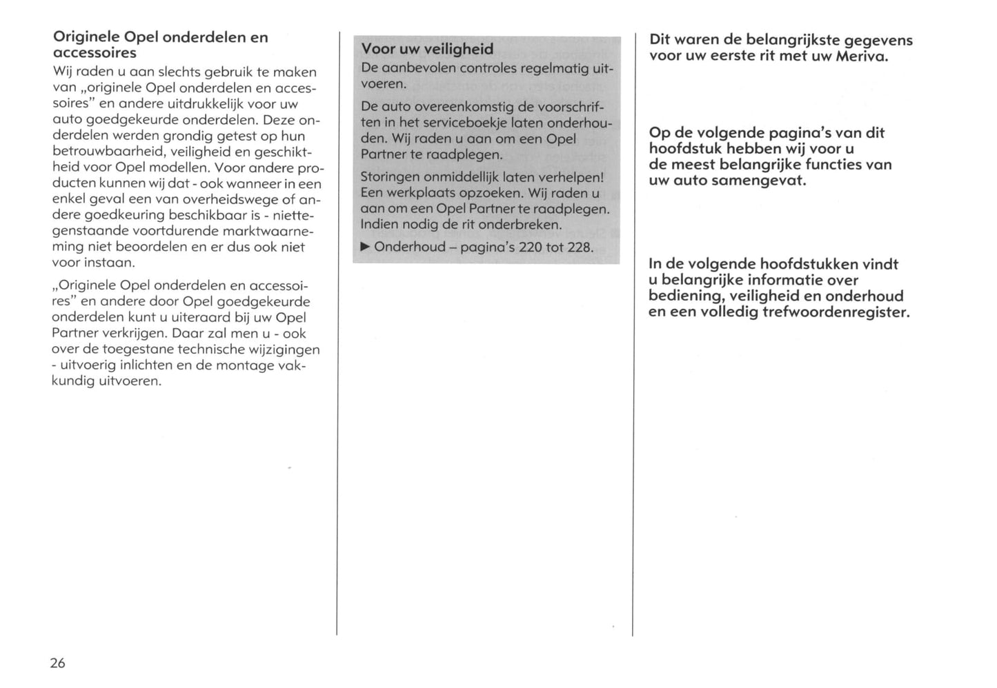 2003-2005 Opel Meriva Gebruikershandleiding | Nederlands
