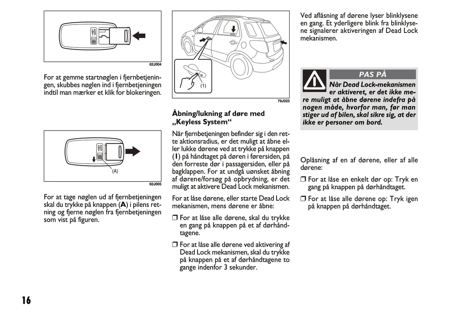 2009-2014 Fiat Sedici Manuel du propriétaire | Dansk