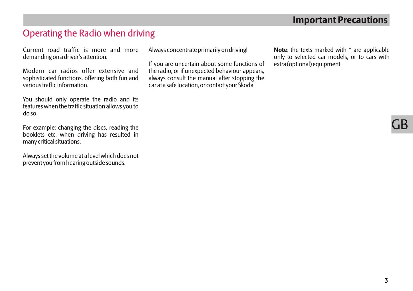 Skoda Radio Audience Manuel du propriétaire 2005