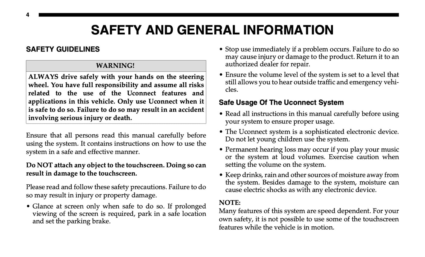 Uconnect 3 With 5-Inch Display Owner's Manual