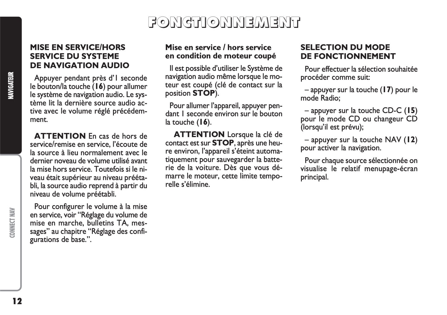 Fiat Multipla CONNECT Nav Guide d'utilisation 2004 - 2006