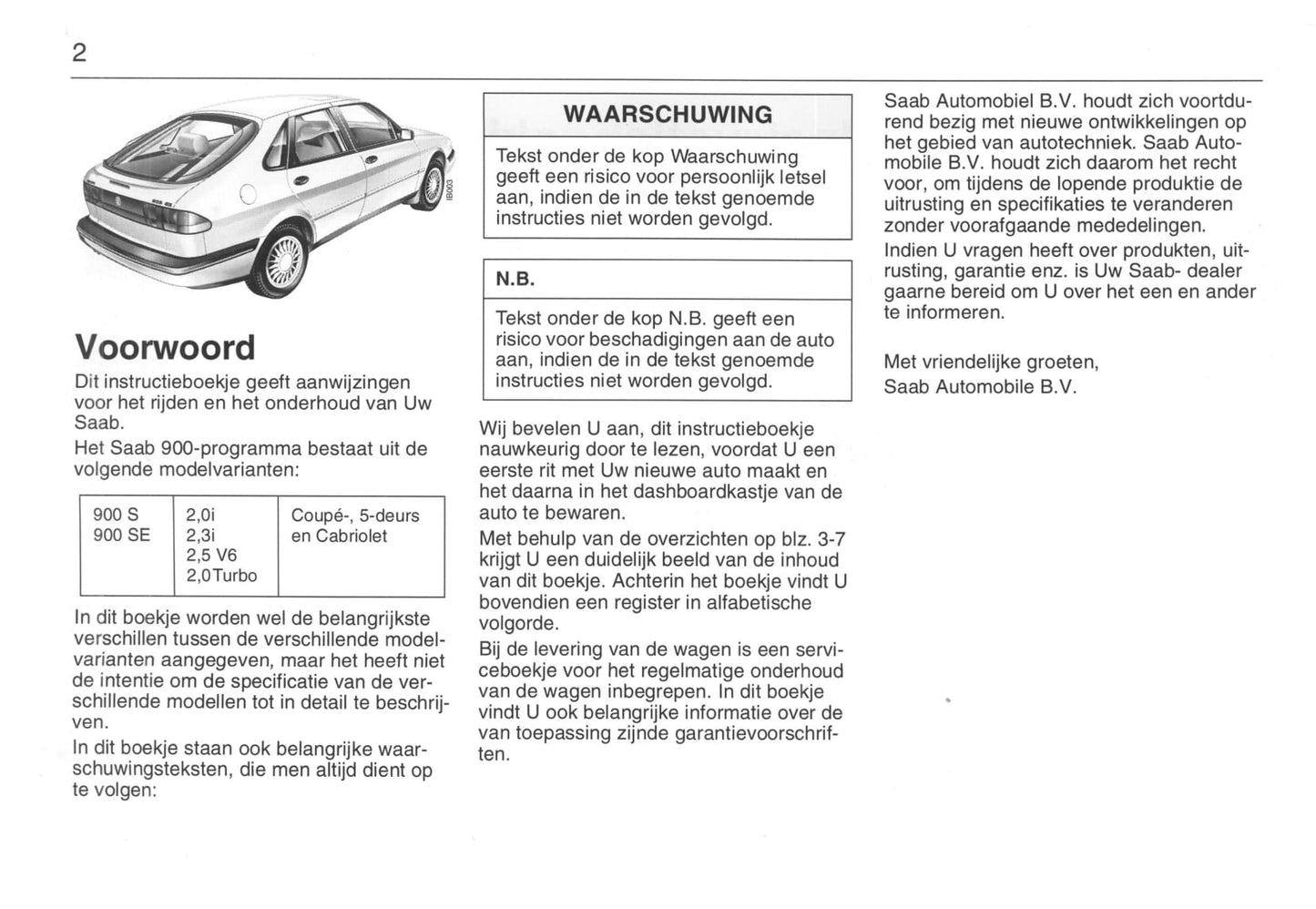 1993-1998 Saab 900 Gebruikershandleiding | Nederlands