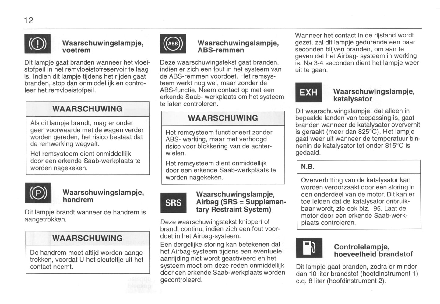 1993-1998 Saab 900 Gebruikershandleiding | Nederlands
