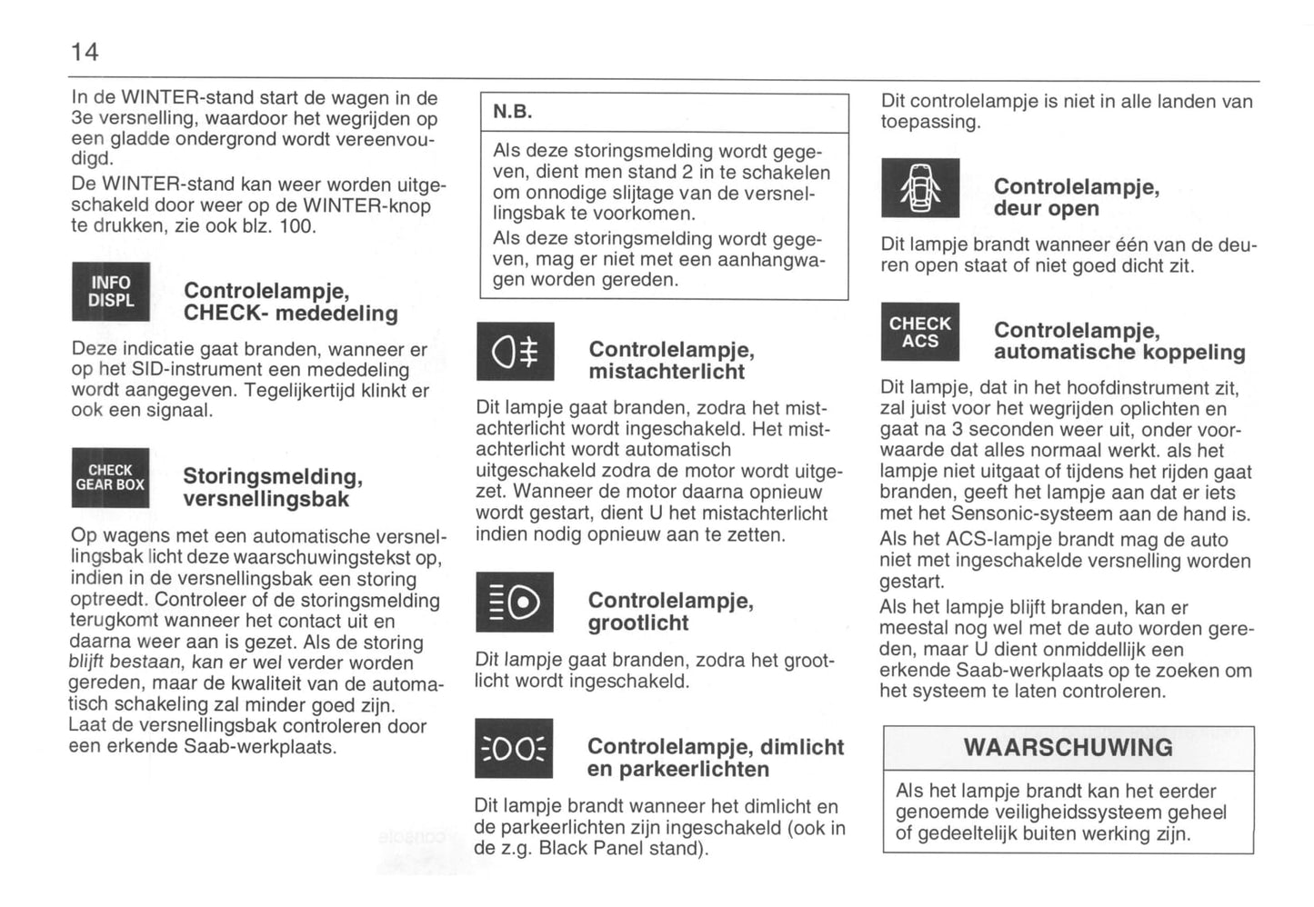 1993-1998 Saab 900 Gebruikershandleiding | Nederlands