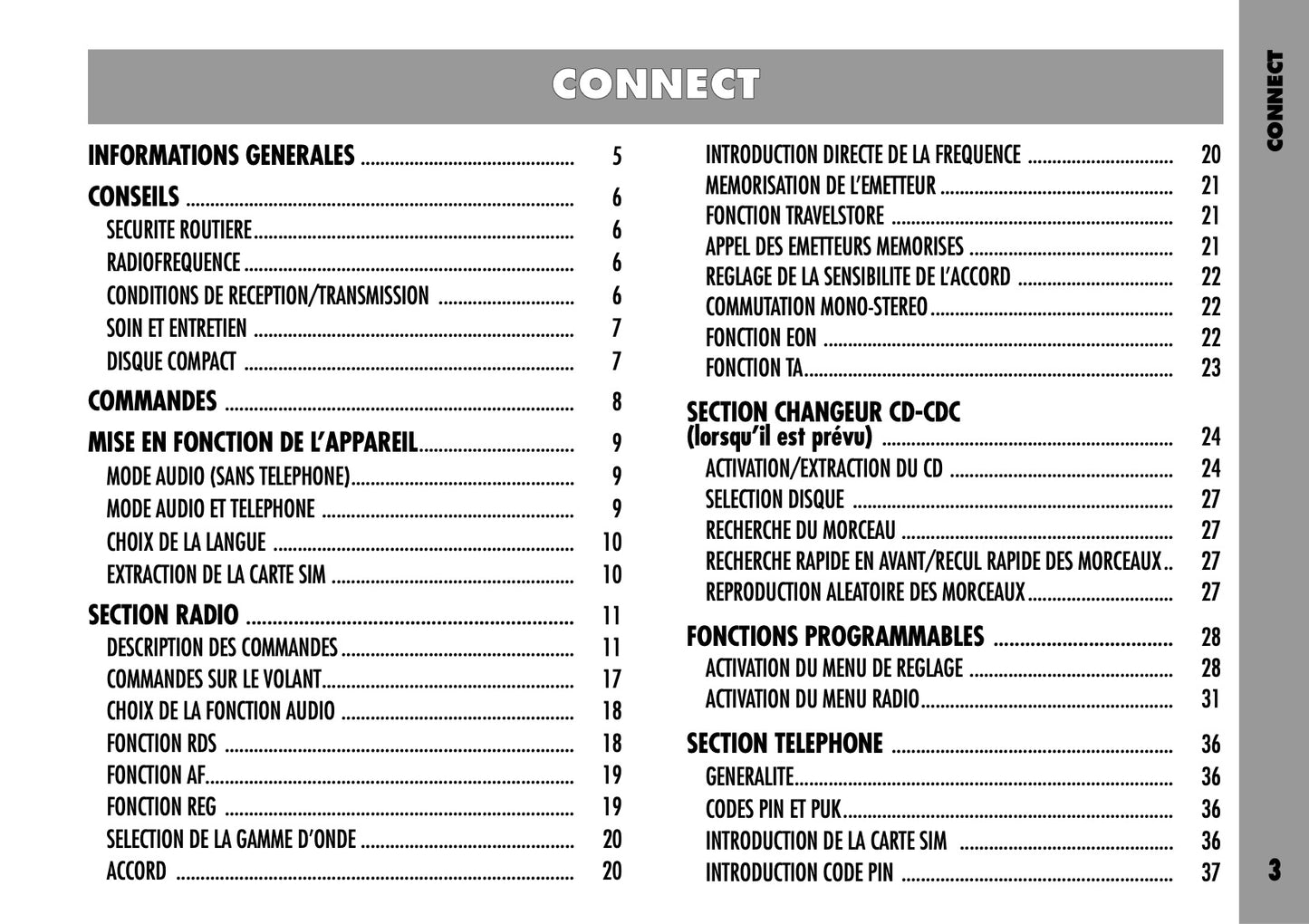 Alfa Romeo Connect-Navigateur-Connect Nav Guide d'utilisation 2004 - 2007