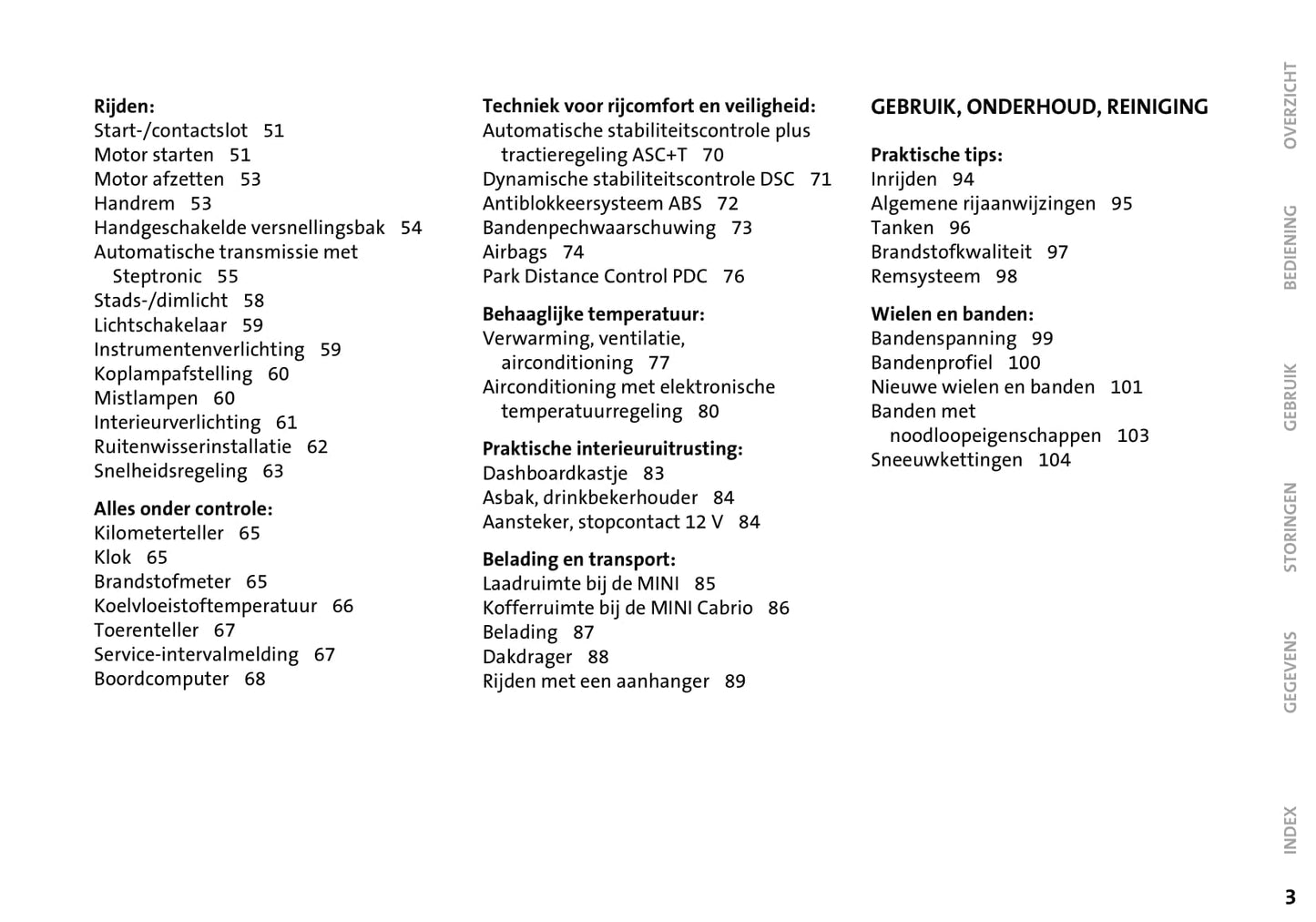 2004-2009 Mini Cabrio Gebruikershandleiding | Nederlands