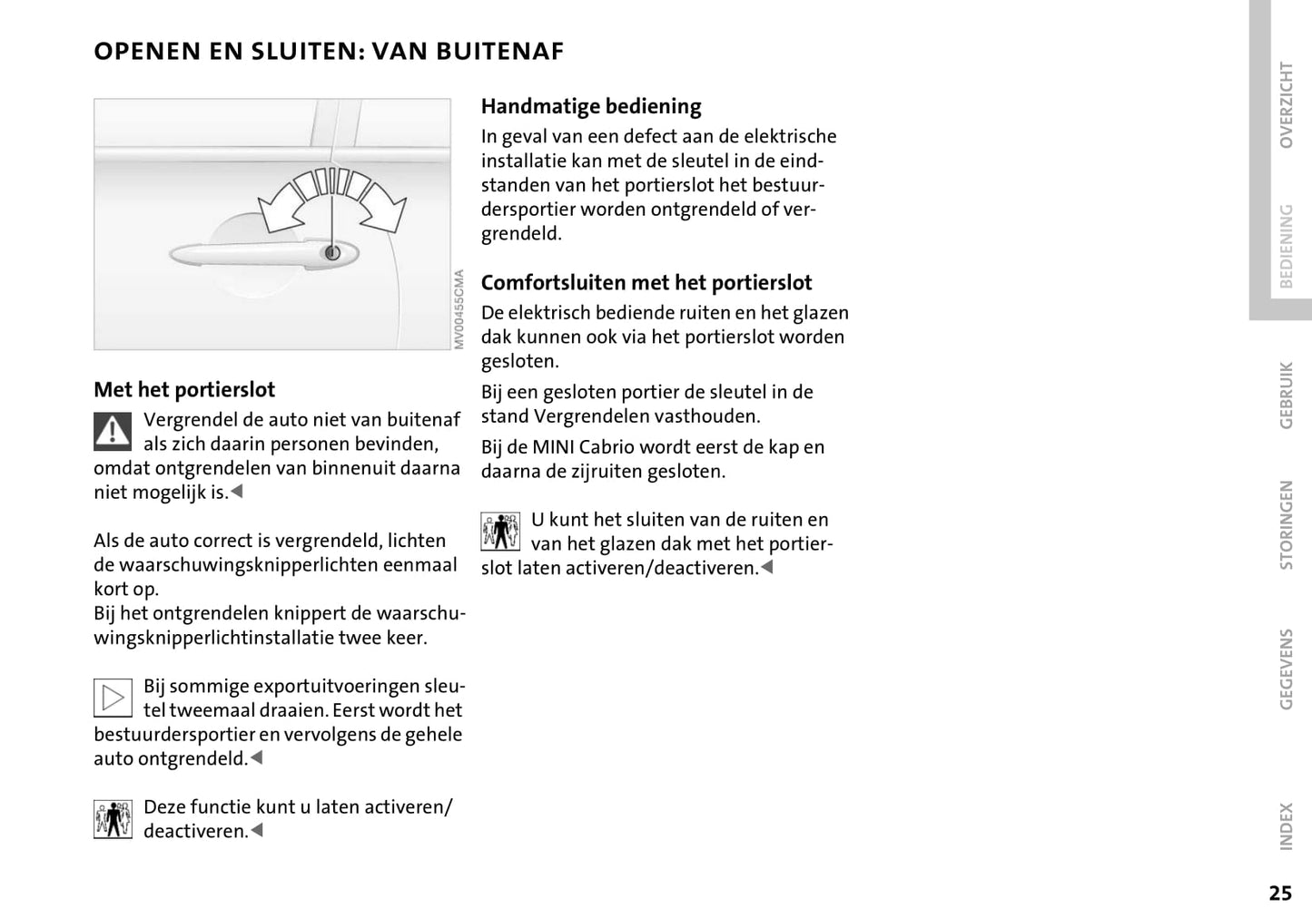 2004-2009 Mini Cabrio Gebruikershandleiding | Nederlands