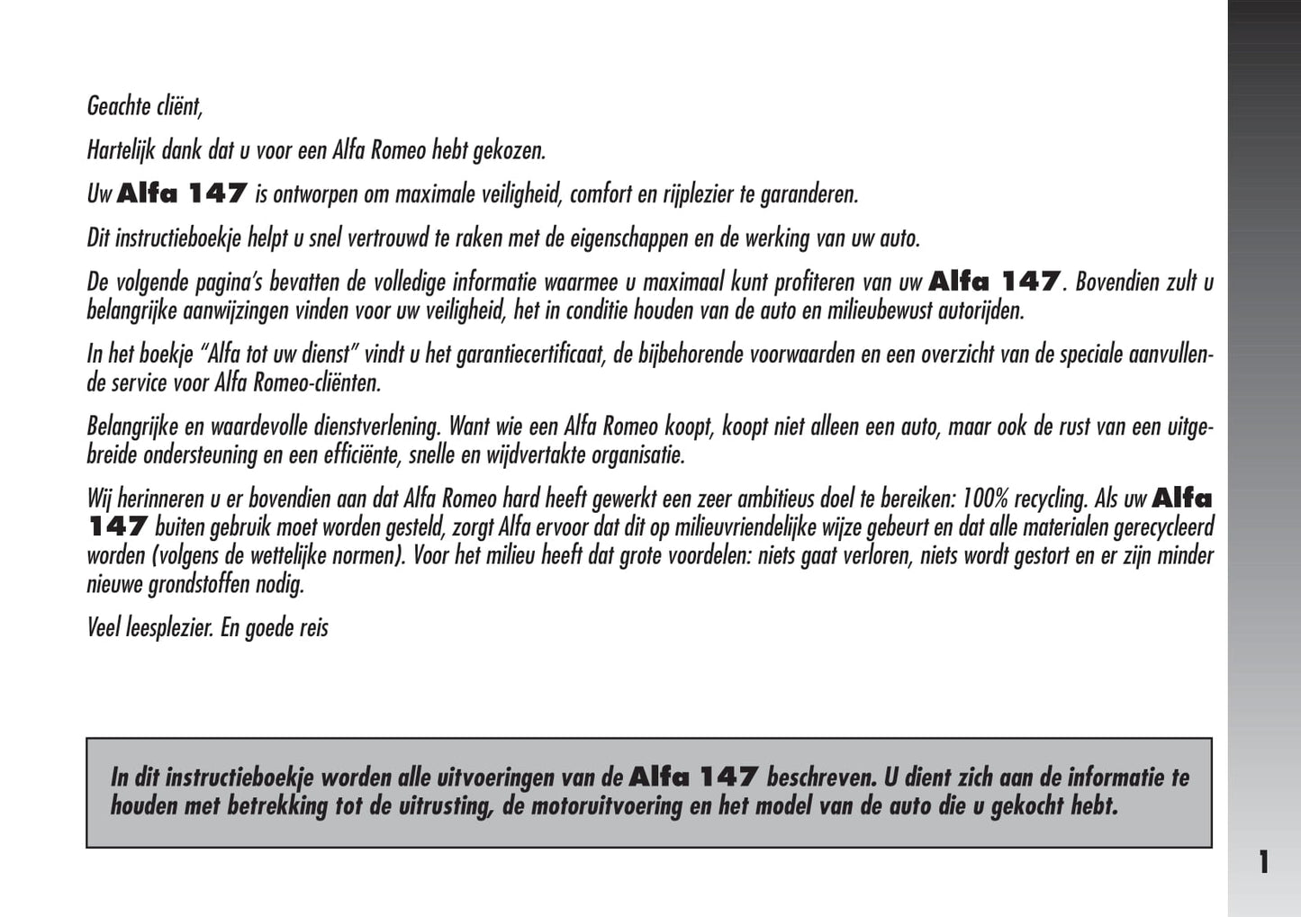 2000-2010 Alfa Romeo 147 Owner's Manual | Dutch