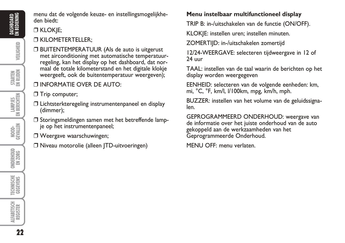 2004-2005 Fiat Multipla Bedienungsanleitung | Niederländisch