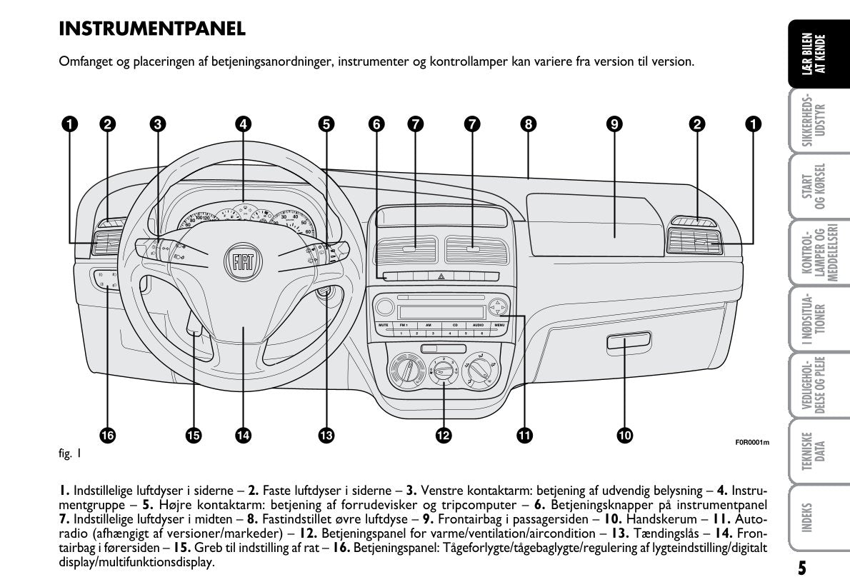 2006-2014 Fiat Linea Manuel du propriétaire | Dansk