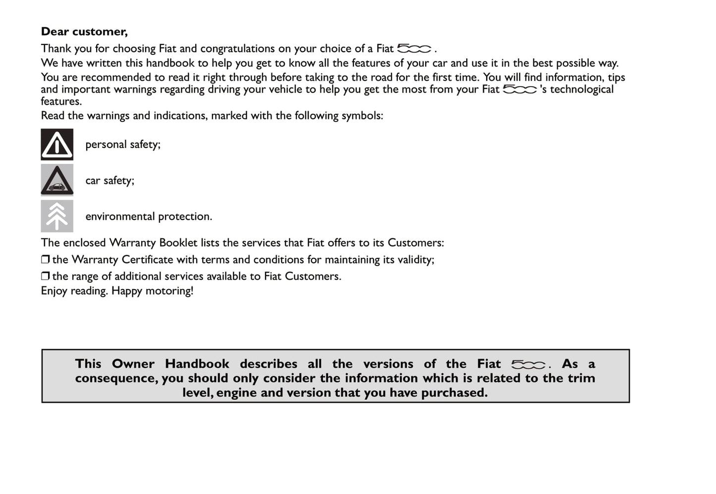 2012-2013 Fiat 500 Owner's Manual | English