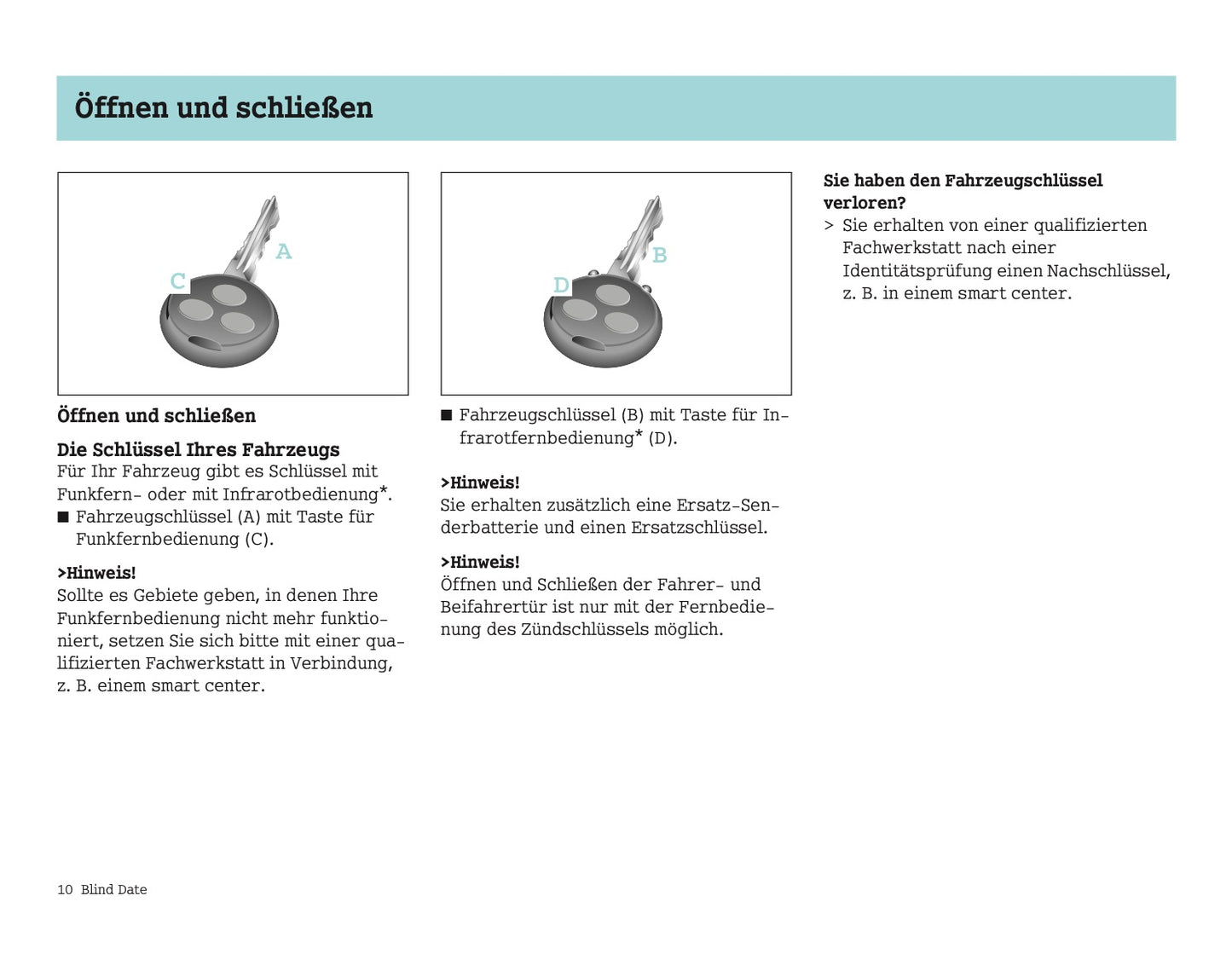 2004-2007 Smart Fortwo Manuel du propriétaire | Allemand