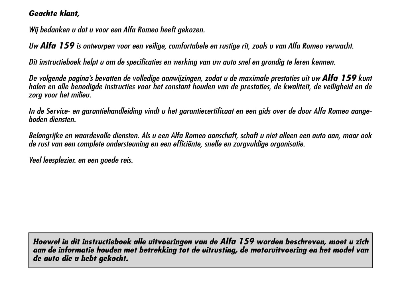 2005-2011 Alfa Romeo 159 Gebruikershandleiding | Nederlands